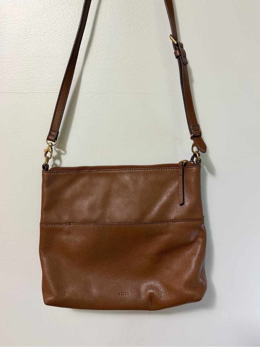 Fossil Brown Leather Crossbody Purse Adjustable Strap Shoulder Bag